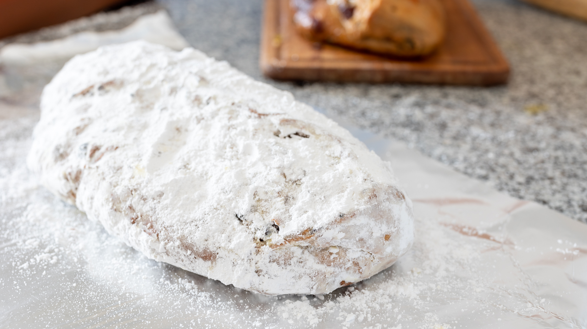 Stollen covered in butter